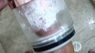 POV Big Uncut Cock Camilo Brown Using An Automatic Masturbation Toy To Get An Intense Cumshot Orgasm