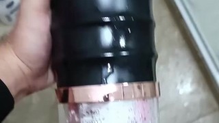 POV Big Uncut Cock Camilo Brown Using An Automatic Masturbation Toy To Get An Intense Cumshot Orgasm