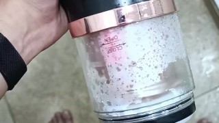 POV Big Uncut Cock Camilo Brown Using An Automatic Masturbation Toy To Get An Intense Cumshot Orgasm