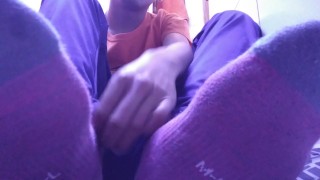 HAVING A REST WITH MY NEW COLOR SOCKS PT 2 FEET AND SOLES