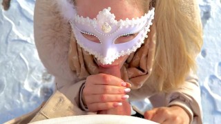 🎬 TRAILER: Down Jacket Outdoor Public Blowjob & Cumshot In Winter Wonderland☀️❄️ - Keyla & Lucas