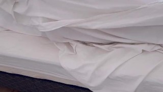 Passionate rough hot sex under the sheets from a real couple