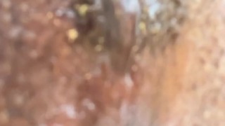hot ebony keeps squirting back to back in public while people watch (close up)