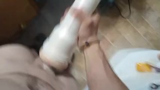 Frat boy goin to town on fleshlight