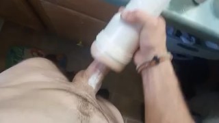 Frat boy goin to town on fleshlight