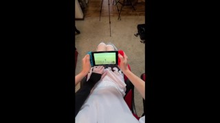 Femboy gets a handjob from his friend while playing Nintendo Switch
