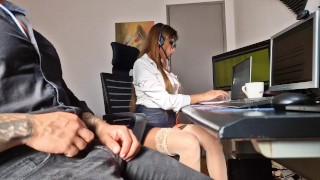 I had a boner in the office and my coworker let me cum in her pussy