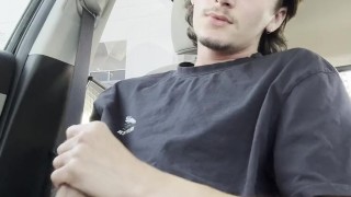 big dick teen cums in car