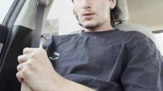big dick teen cums in car