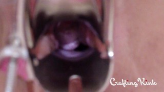 we used a speculum to try and see how creamy she is after cuming