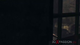 Anal slave slut. Big tits cuffed horny girl in restraints gets fucked roughly by shemale