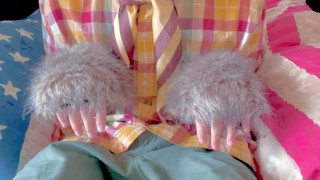 furry femboy cums on his tummy! (mosaic)