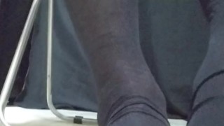 女装の、メッシュのソックスで足コキとかをして遊んでみた！