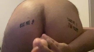 Tattooed female fucks her ass like a female