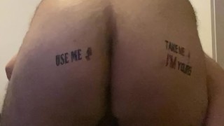 Tattooed female dog fucks her ass like a female