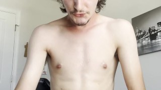 young twink jerks his cock in bed