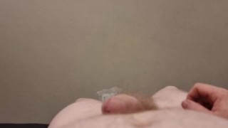 White Kiwi Bear from NZ wanks and shoots cum from his uncut cock - POV