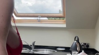 morning tea masturbation in fishnets