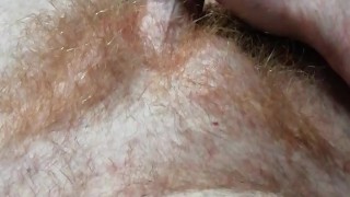 Wank my rock hard uncut cock showing my ginger bush off - Hairy Daddy Bear