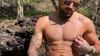 JEFFREY LLOYD - plays with his big uncut dick in the woods