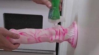 I fuck my favorite giant cock and show you from different angles how deep I can get it.