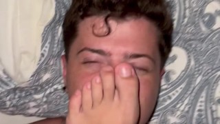 Feet face rubbing