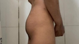 Showering and masturbating until he cums
