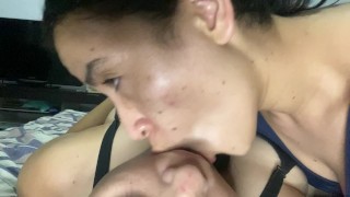 Again she sucks my huge tongue deeply