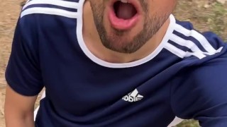 almost get caught by police jerking off in the woods