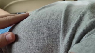 Touching Big Natural Boobs and Hard Nipples of Stranger Girl in the Car