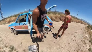 Fucking on the Hood of the Volkswagen Rabbit. Naked at the Springs