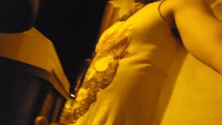Risky public jerk off almost caught and piss in the night