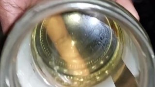 Feminized sissy femboy unlock chastity cage after a long time to piss and get hard while pissing