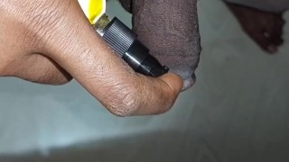 Feminized sissy femboy unlock chastity cage after a long time to piss and get hard while pissing