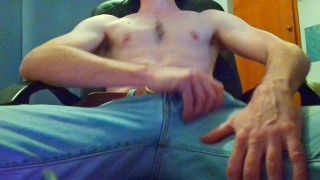 Stay under my desk while I jerk off and cum