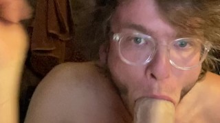 Little Slut loves to deep throat his big dildo and make himself cum