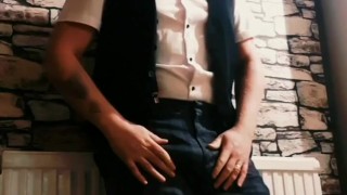 Suited BWC Wanking, Cumshot