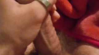 Hairy man moaning and masturbating till he cums