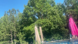 Luna Stone SKINNY DIPS and MASTURBATES in Neighbor’s Pool | Exhibition Experiment