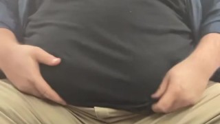 Chubby daddy bear getting undressed after work. Full video on OF