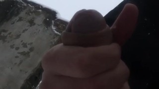 Schoolboy jerks off his dick during a break between classes in college