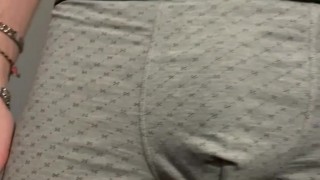 Quick Wank With my Fake Calvin Klein Underwear and a Huge Cumshot