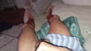 The Pig With The Big Cock Stained His Swimsuit With Precum, And He Had To Masturbate And Cum