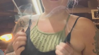 BBW step mom MILF bake 420 smoking fetish bong rips