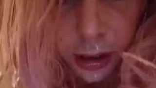 Horny sissy Alicia fucks her dildo