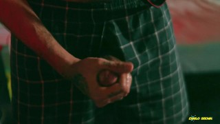 Big Uncut Cock Latino Camilo Brown Jerking Before Bed Cumshot In The Mirror