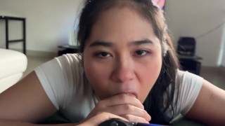 Annoying Step Sis Begs for my Cock while Playing Videogame