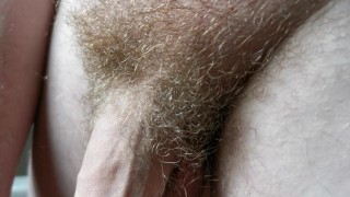 Big hairy uncut cock pee