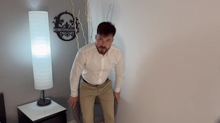 Arrogant boss strips & flexes