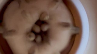 Fucking pussy fleshlight - inside view - close up cumming